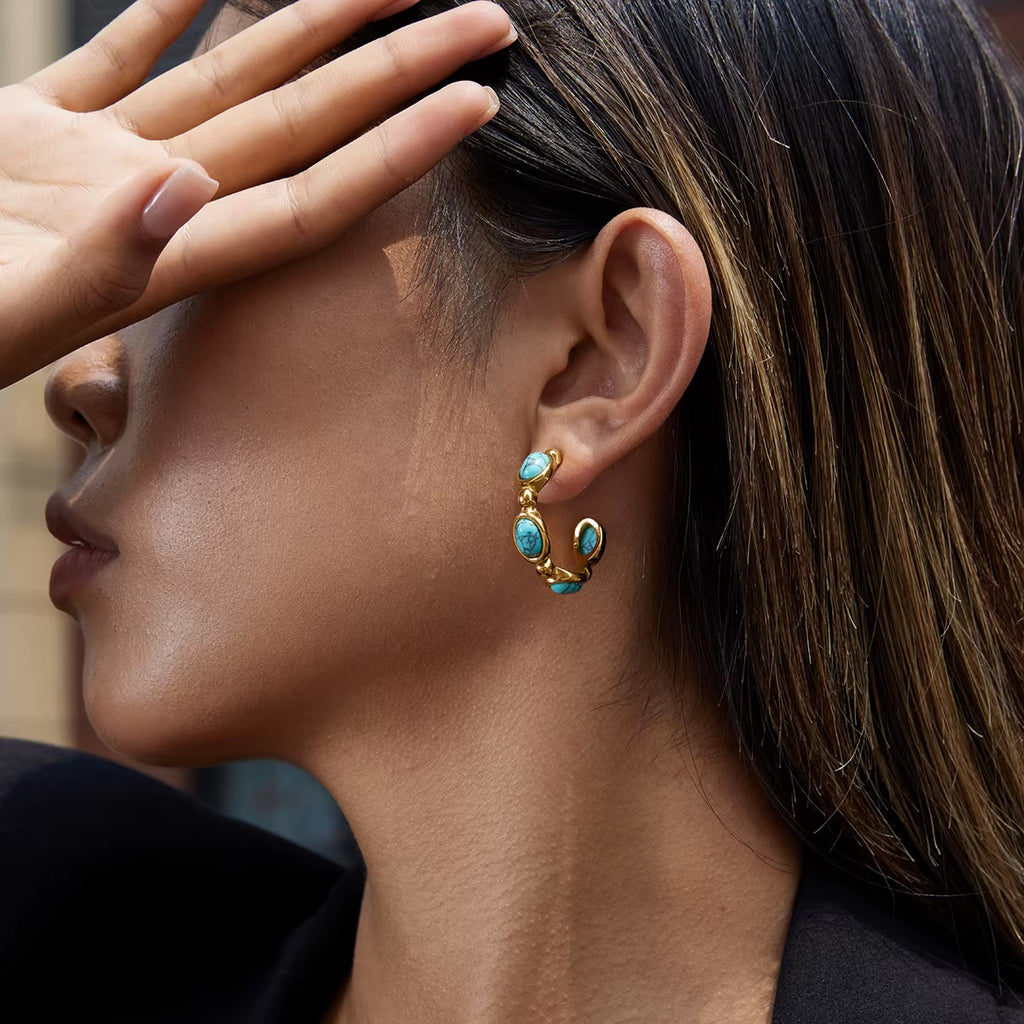 Liora Stone Hoops Earrings - Pearl Edition