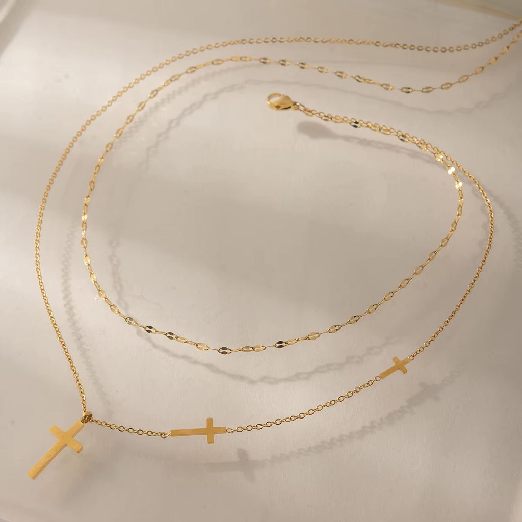 Aveline Cross Layered Necklace