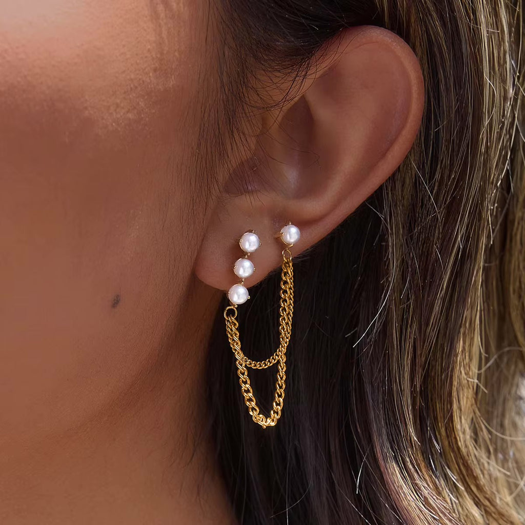 Celestine Pearl Chain Earrings