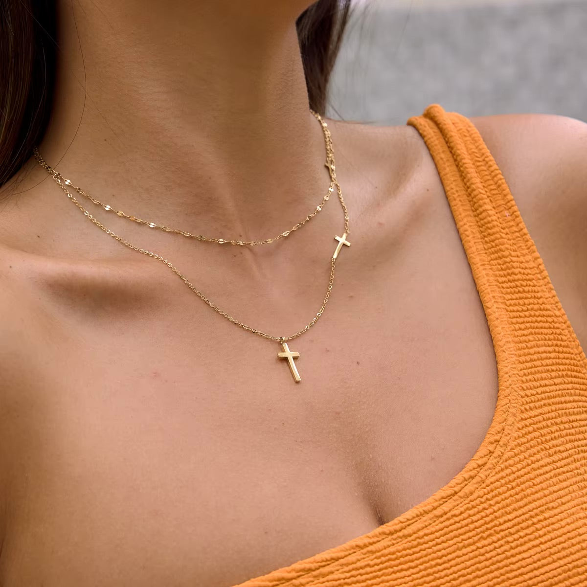 Aveline Cross Layered Necklace