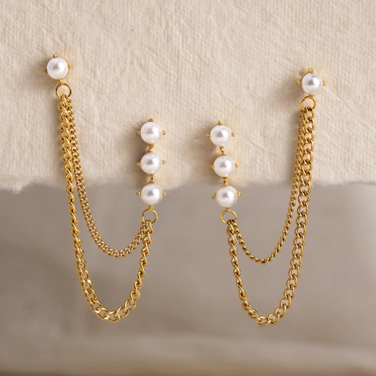Celestine Pearl Chain Earrings