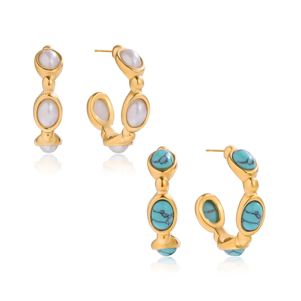 Liora Stone Hoops Earrings - Pearl Edition
