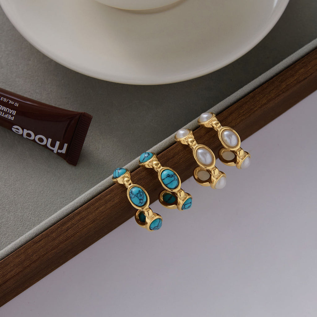 Liora Stone Hoops Earrings - Pearl Edition