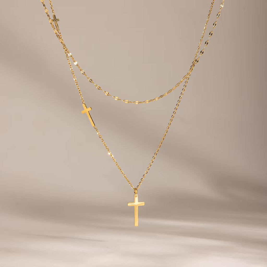 Aveline Cross Layered Necklace