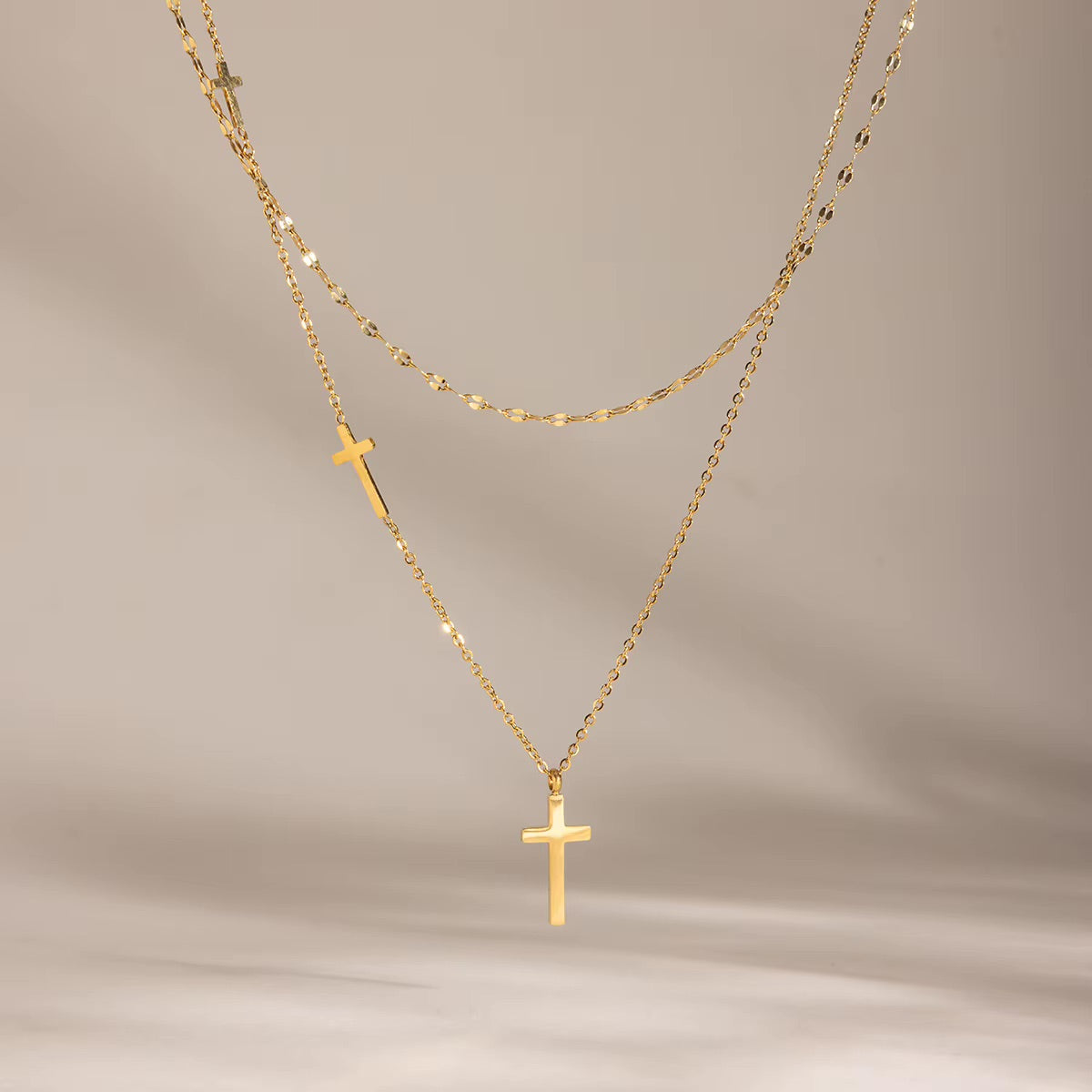 Aveline Cross Layered Necklace