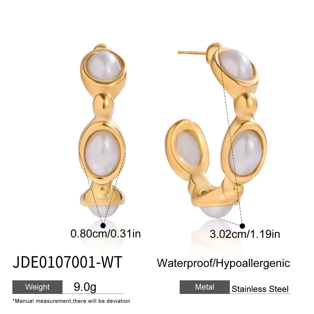 Liora Stone Hoops Earrings - Pearl Edition